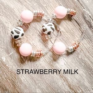 Silver hoops, silicone beads with metal accents